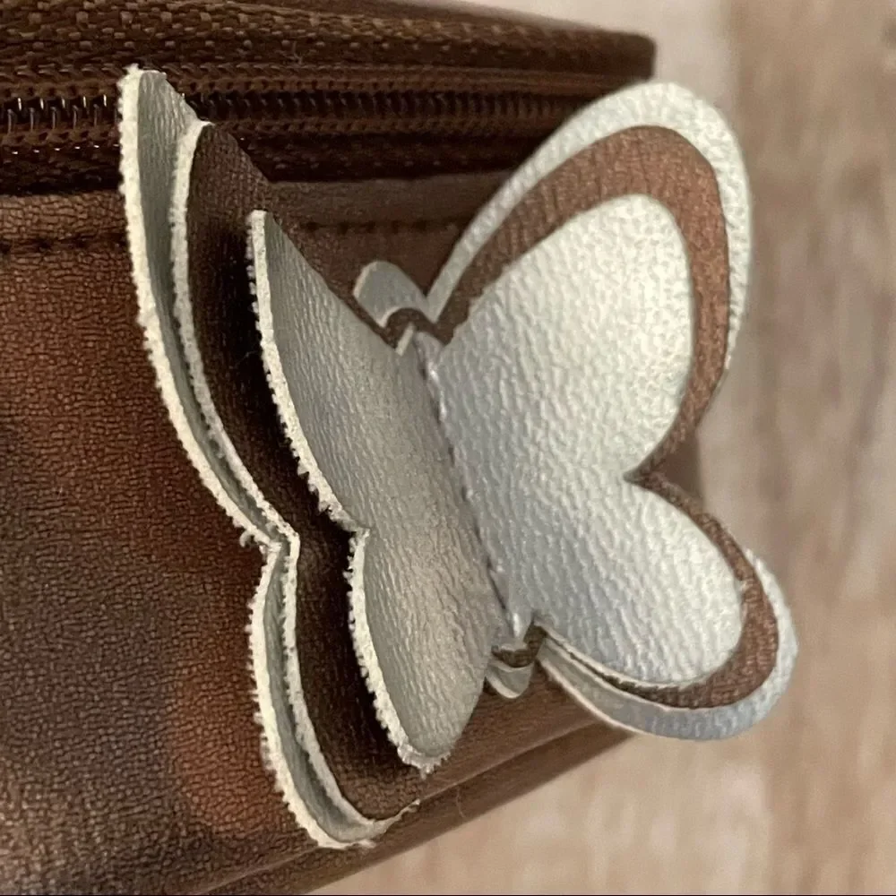 NWT Claire’s metallic brown little zipper jewelry train case with 3D Butterfly